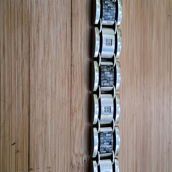 Zales Silver and Black Men's Bracelet - Picture 1 of 7